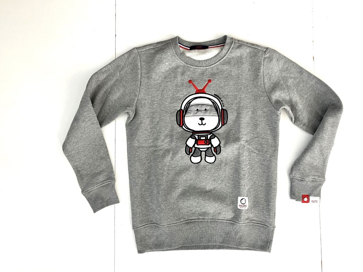 HUMAN UNITED MOVEMENT HUM Gray CREWNECK SWEATSHIRT Dog-Astronaut 