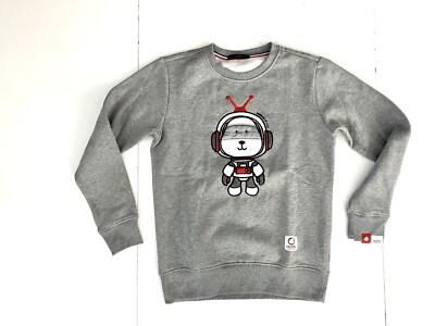 HUMAN UNITED MOVEMENT HUM Gray CREWNECK SWEATSHIRT Dog-Astronaut Gym Adult XS