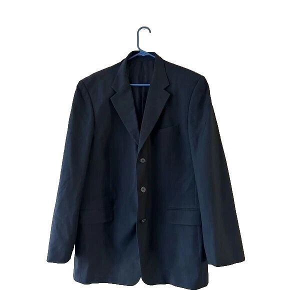 "Traje Blazer 43R y Pantalones Plisados Emanuel Ungaro Para Hombre 3 Botones Azul Vintage 32""" Foto 2 de 4