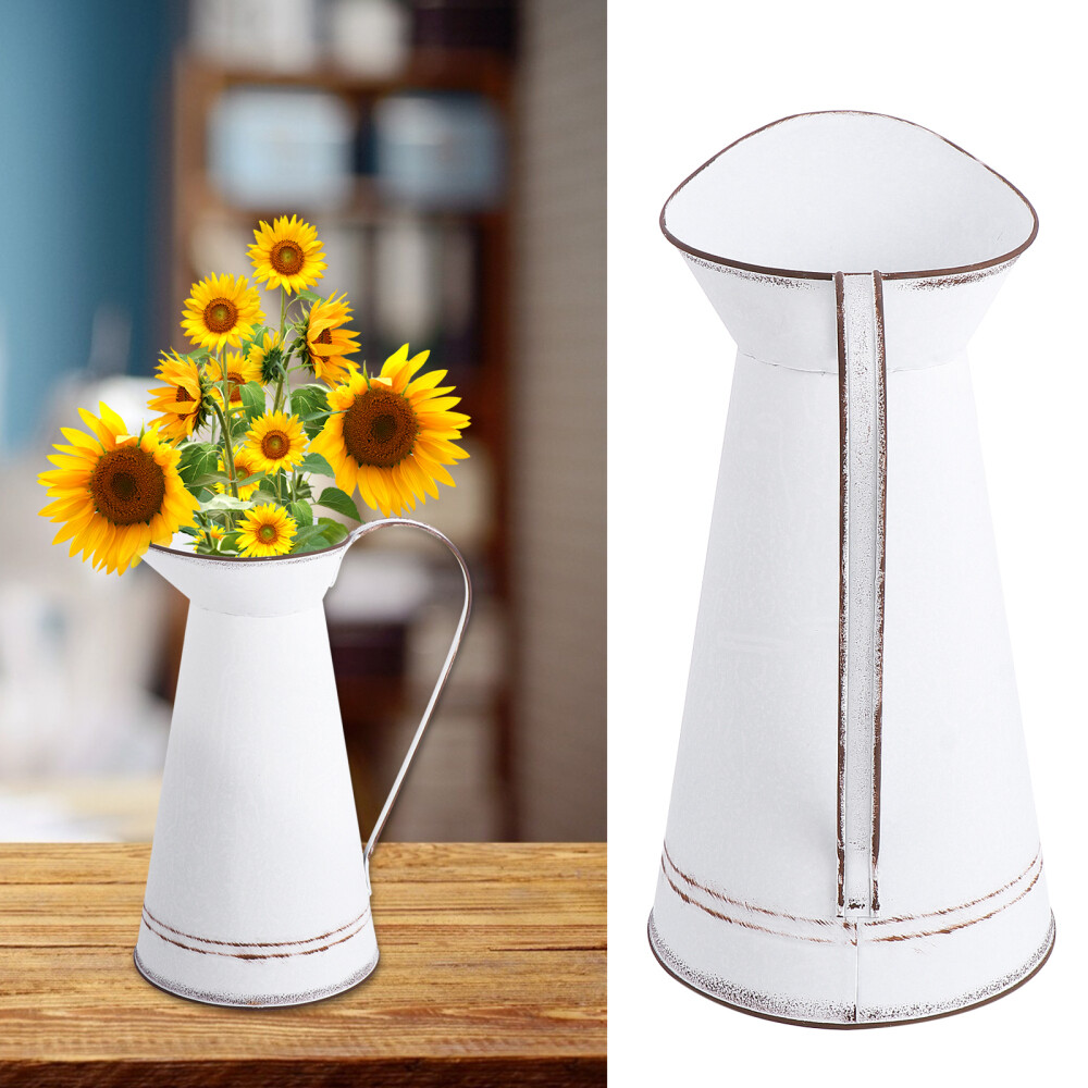 Metal Flower Bucket Desktop Flowerpot Faux Wisteria Garland Decoration