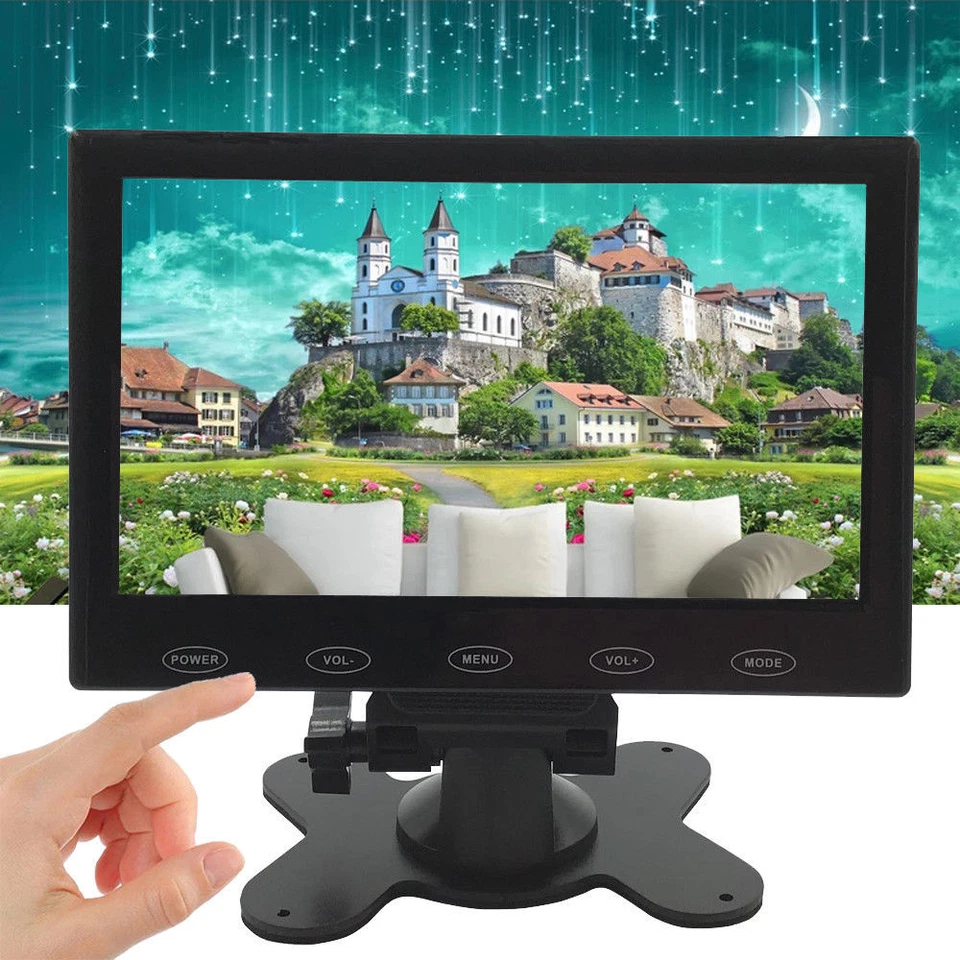 7" Display Small Portable Monitor USB LCD Screen AV VGA HDMI Security Speakers - Image 2 of 4