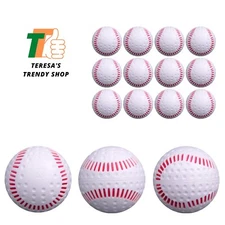 White Dimpled Baseballs with Red Seams | High-Durability for Pitching Machine...