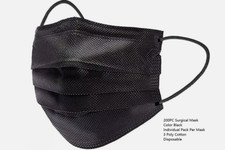 200 PCS Disposable Face Mask Surgical 3 Ply Ear loop Black Masks -Ship From USA