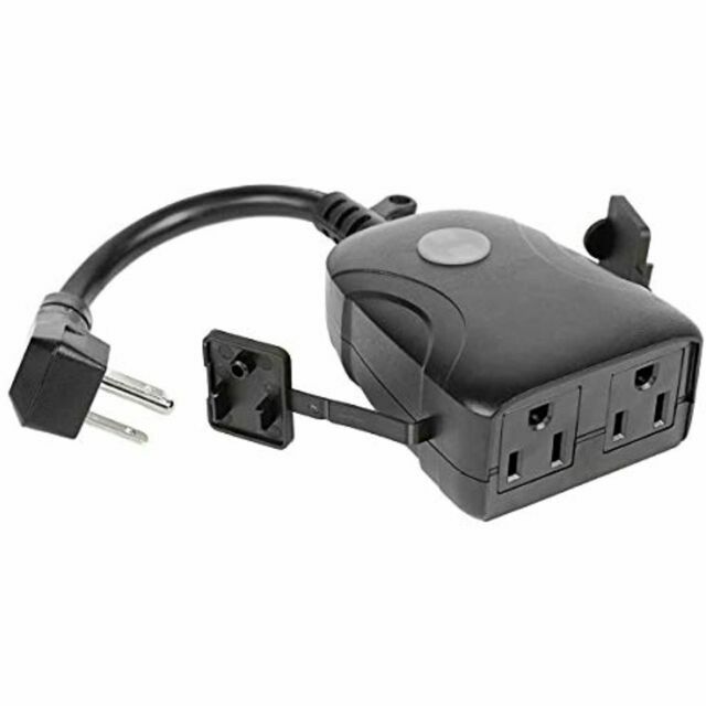 Feit Electric Outdoor Smart Wi-Fi Dual Outlet Wall Plug - color Black, 2 Pack