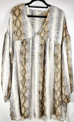 Anthropologie Entro Python Print Babydoll Dress Summer Boho Chic Sz Extra Large