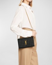 SAINT LAURENT Cassandre YSL Wallet on Chain in Quilted Smooth Leather