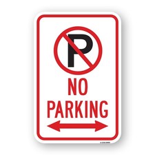 No Parking With '"P" No Parking Symbol  Double Heavy Gauge Metal Parking Sign