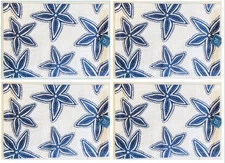 Coastal Starfish Blue and White Placemats Set of 4 Printed Cotton