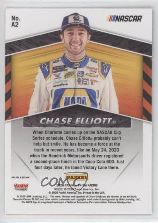 2020 Panini Prizm Apex White Sparkle Prizm Chase Elliott #A2 - Image 2 of 2