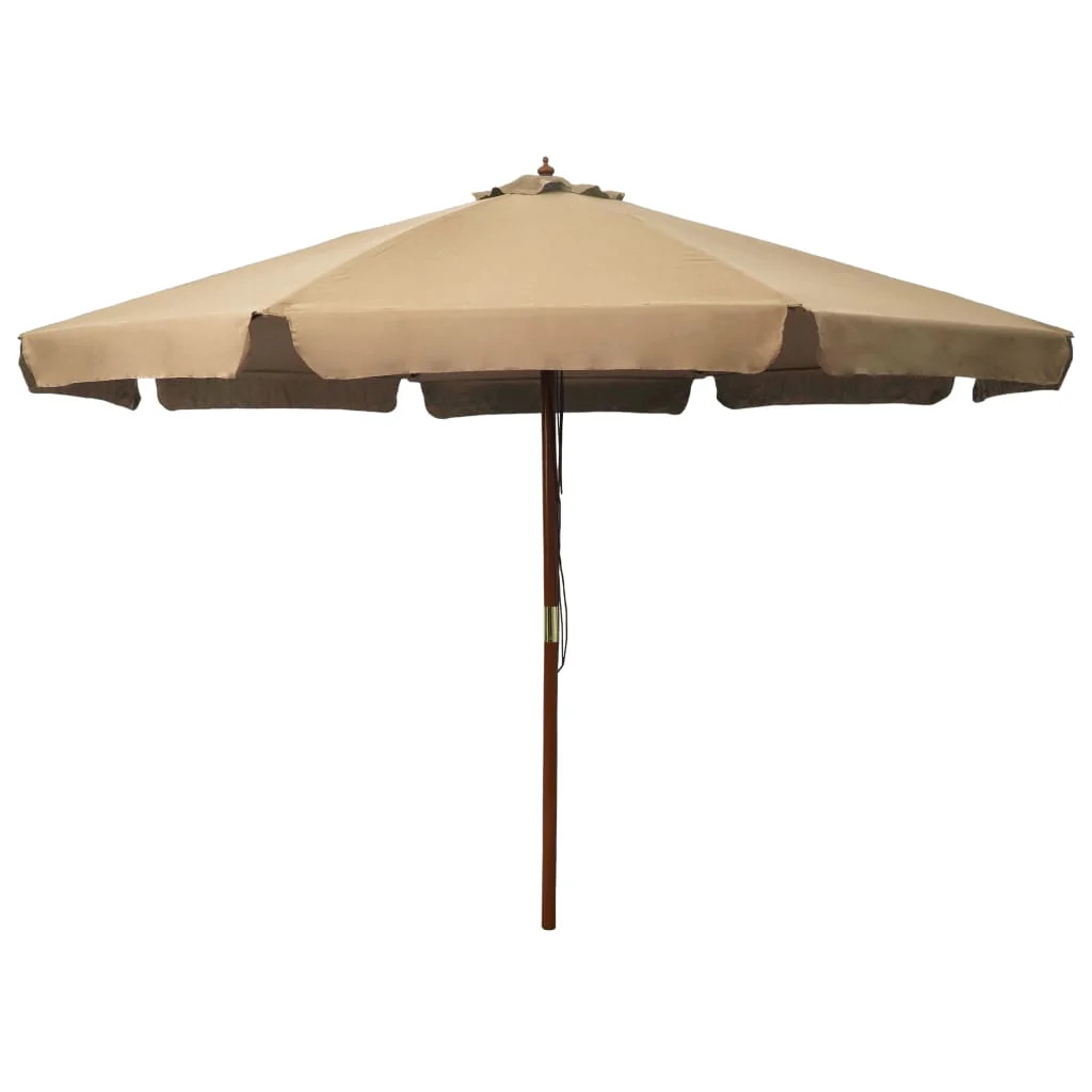 Parasol en bois taupe 330 cm de diamètre pour aménagement de jardin