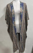 Angie Women Small Bohemian Short Sleeve Open Front Kimono Cardigan Pastel Color