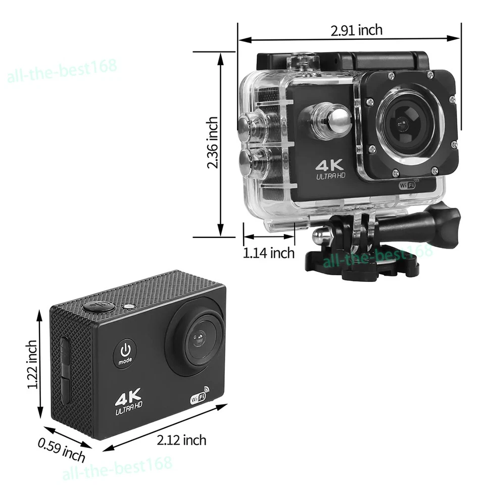 4K Sports G0 Pro 170° HD Action Camera Ultra 16MP WiFi Waterproof Remote Control - Image 3 of 4
