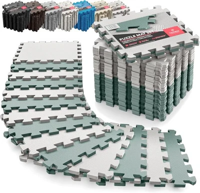 BE-MAXX Schutzmatten 18tlg. Set Puzzlematte Sage Grey Duo 32x32cm