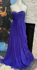 Jovani Silk Purple With Rhinestones Gown Draped Size 8  