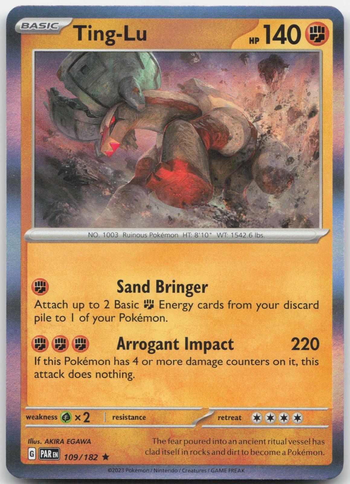Ting-Lu 109/182 Rare Paradox Rift Pokemon Holo Near Mint