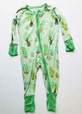 Little Sleepies Bamboo Baby Zippy Pajamas Green Succulents Size 3-6 Months