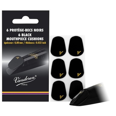 VMCX6 Mouthpiece Cushions Black Thick 0.80mm Pack Of 6 Instrument Accessory