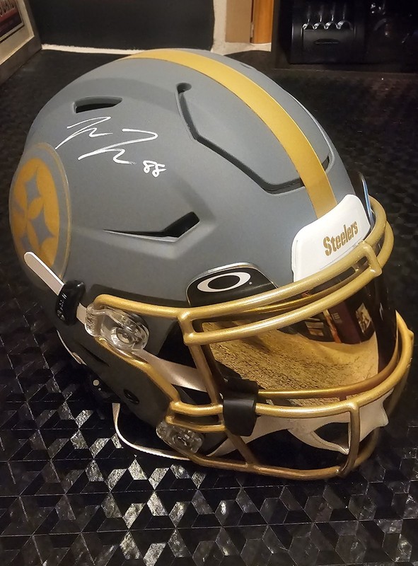 Pat Freiermuth Signed Slate Pittsburgh Steelers SpeedFlex Helmet W/ Oakley Visor