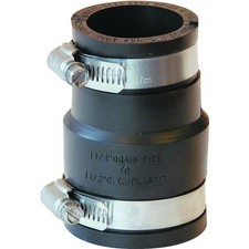 Fernco P1056-150/125 Flexible Coupling, 1-1/2 x 1-1/4 in, PVC, Black, 4.3 psi Pr