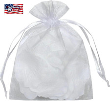 Yunko 50Pcs White Organza Bags 6X9 Inch Drawstring Mesh Party Favor Bag