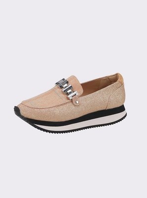Slipper beige 37 HEINE Damen Matt/Glitzer-Effekt UVP: 99,99  P877