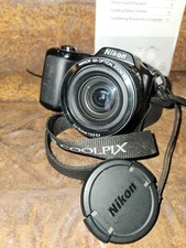 Nikon Coolpix L100 Digital Camera 10MP 15x Optical Zoom VR Black Tested Working