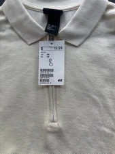 H&M ladies XS 1/4 zip short sleeve polo shirt New w tags Mint off white