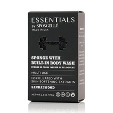 Spongelle Men's Essentials Sandalwood Body Buffer 1 Count Pack of 1 , Black