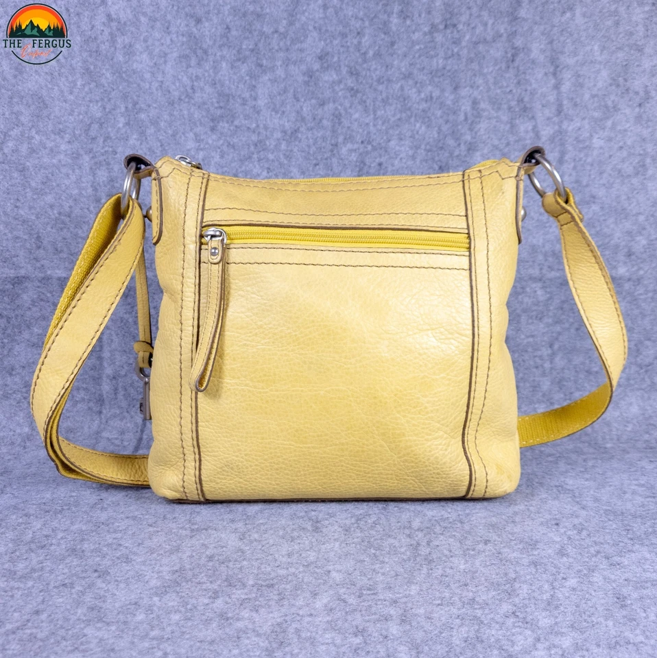 Bandolera Fossil Amarillo Mostaza Cuero Genuino Correa Ajustable Lagenlook  Foto 2 de 4