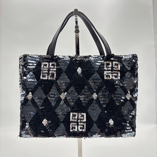 Givenchy Sequin Black Leather Handbag, Authentic, Excellent Condition Japan - 第 3/8 張圖片