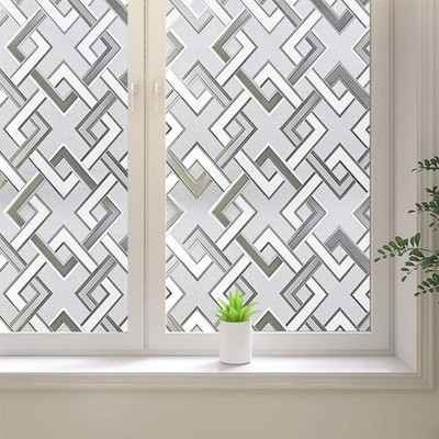 Frosted Window Privacy Film,3D Vinyl Decorative Window Decals, UV Blocking St...