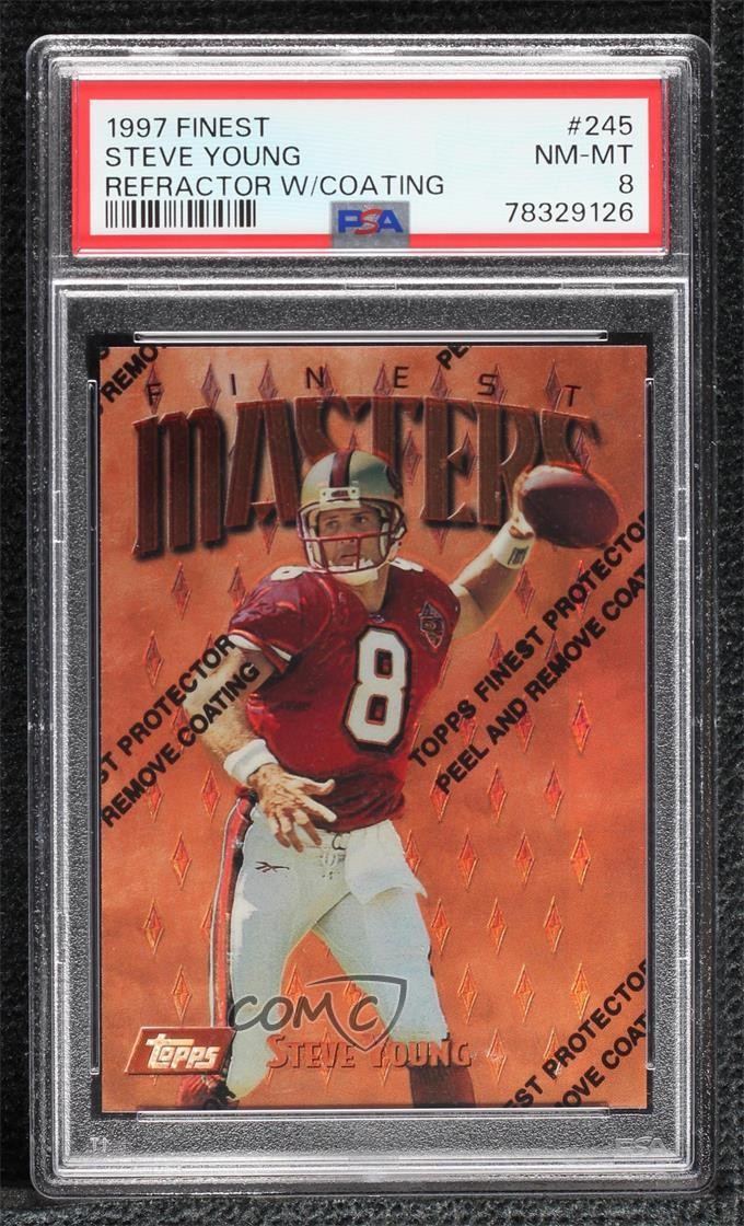 1997 Topps Finest Refractor Steve Young #245 PSA 8 HOF 07qw