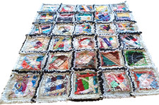 Rag quilt Throw 30 X 34 flannel handmade triple stitch baby senior pet cover