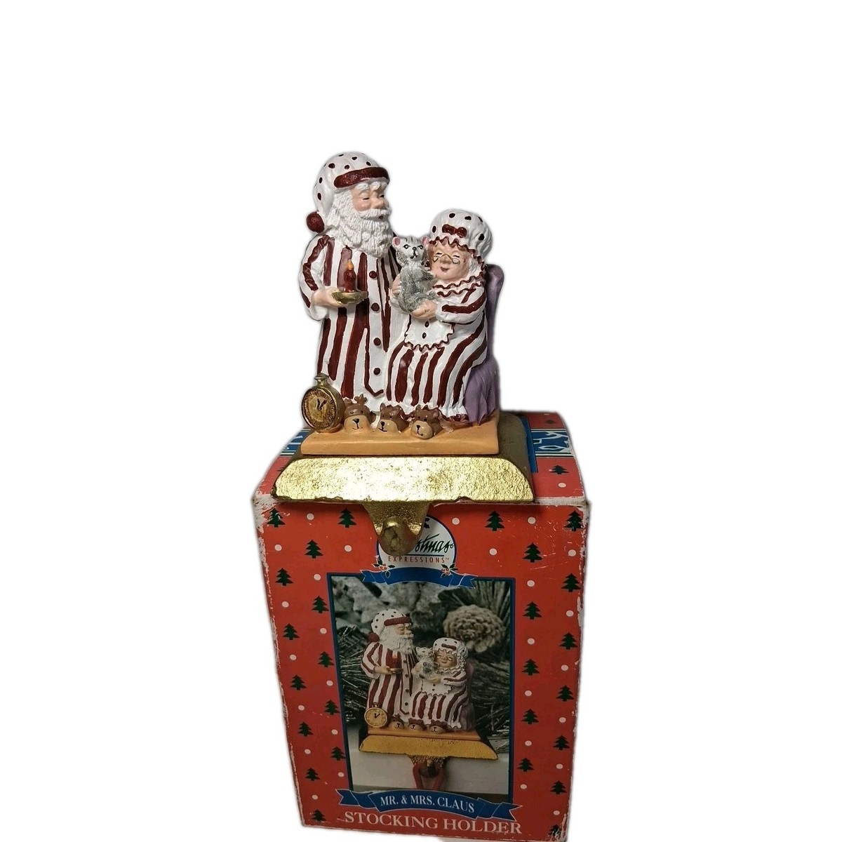Vintage 1993 Christmas Expressions Mr & Mrs Santa Claus Stocking