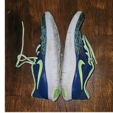 Nike Flex Contact Boys Mesh Breathable Sneakers Blue Green Lace Up US Size 6Y