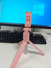 2-in-1 Phone Holder  Selfie Stick With Bluetooth Pink