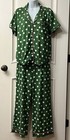 Kate Spade Pajama Set Green White Polka Dots Pink Piping Cute Preppy Size Medium — photo 2