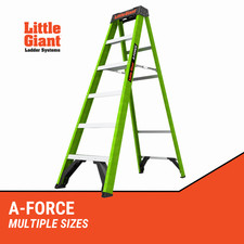 Little Giant A-Force Step Ladder Fibreglass Hi-Viz Green 150kg EN131 Pro Grade