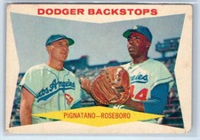 1960 Topps #292 Dodger Backstops (Joe Pignatano / John Roseboro)