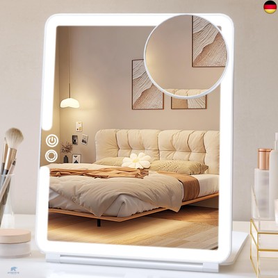 FUNTOUCH Kosmetikspiegel mit Beleuchtung, 1X 10X Spiegel Vergrößerung, 3 Farben 