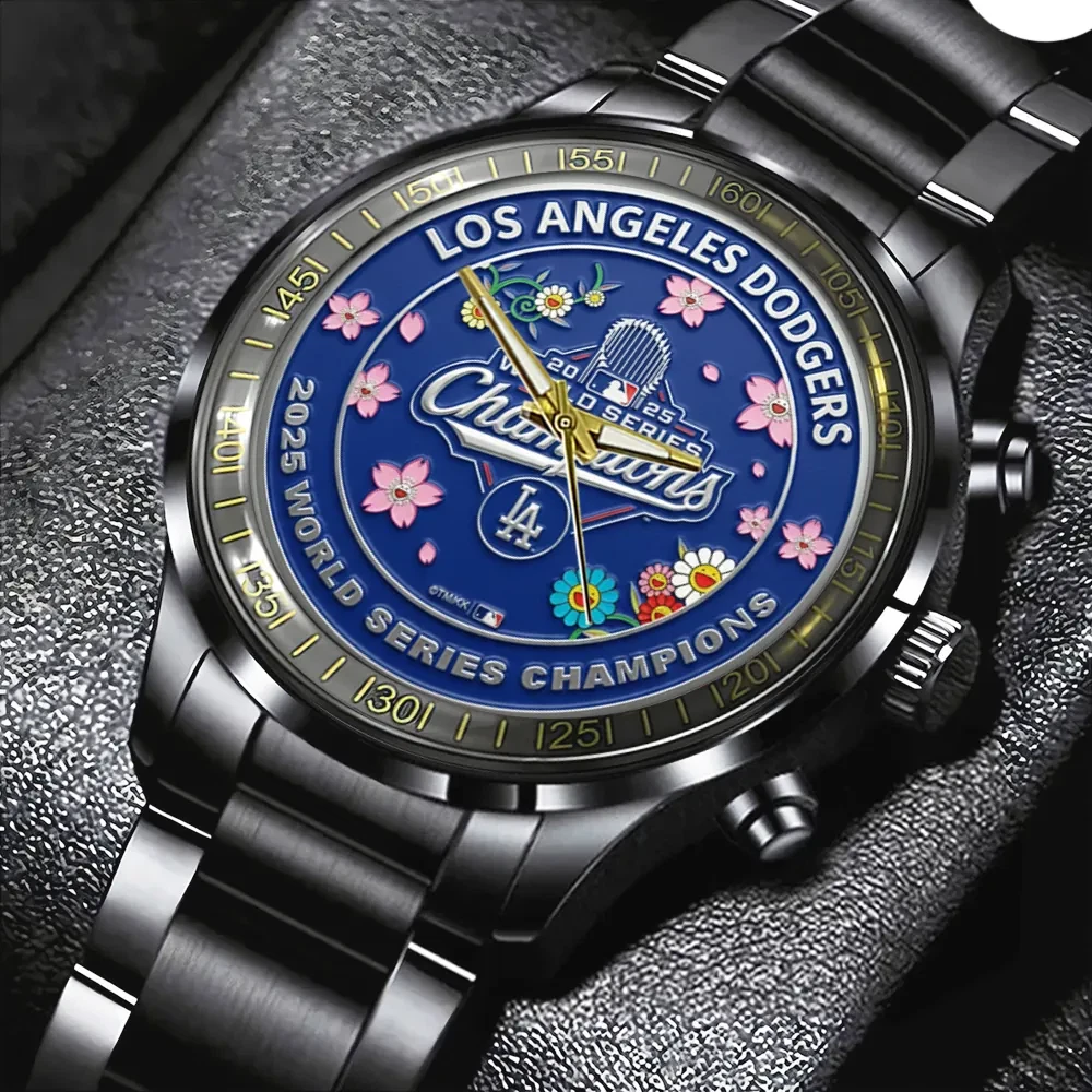 Dodgers Black Stainless Steel Watch, Gift For Fans, Christmas Gift