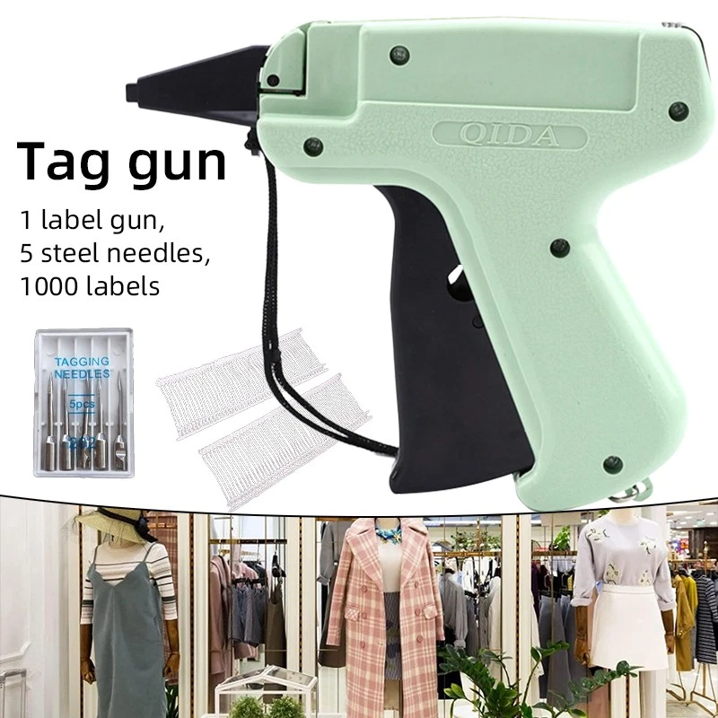 Price Tag Label Machine Clothes Tag Gun with 5 Steel Needles & 1000 Kimble Barb