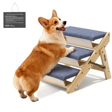 VEVOR Wood Pet Stairs, 3-Step Dog Stairs for Beds, Sofa  Cars, 110lbs Load Capa