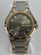 Armitron 20/4309TTP 38mm Silver/Gold Tone Day/Date Watch w/Bracelet New Battery