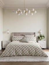 NEW Bedeck of Belfast Harun Cotton 200TC Duvet Cover Set - King - Charcoal Tan