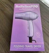 BABYLISS PRO NANO TITANIUM FOLDING TRAVEL HAIR DRYER DUAL VOLTAGE 1000 WATTS