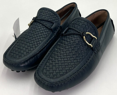 Carlos Santana Malone Interweave Men's Size 8 Navy Leather Driving Loafers