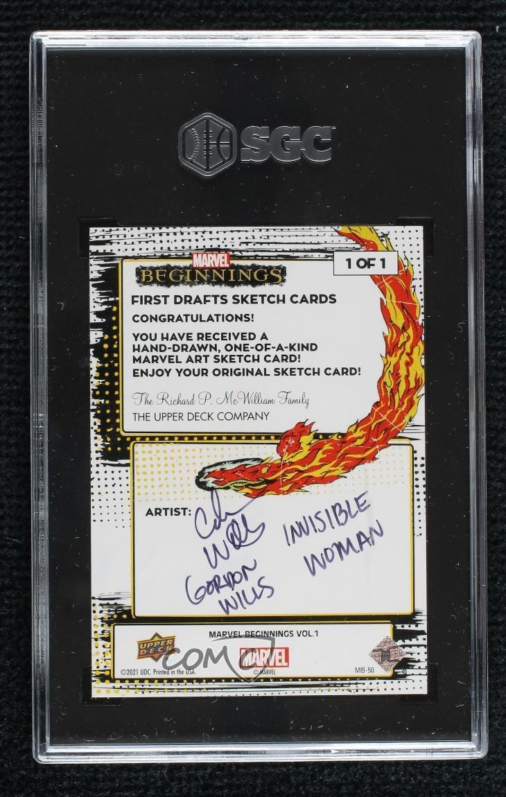 2022 Marvel Beginnings Vol 2 Series 1 1/1 Gordon Wills SGC Authentic Auto Sketch view 2