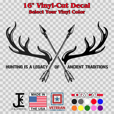 Deer Hunting Legacy Traditions Decal 16 Antlers Arrows Vinyl Truck Sticker