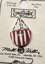 DIY Mill Hill Ceramic Button - Burgundy Sailboat Button